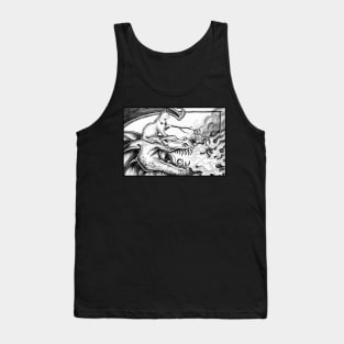 Cat with Pet Dragon Roasting Fish Tank Top